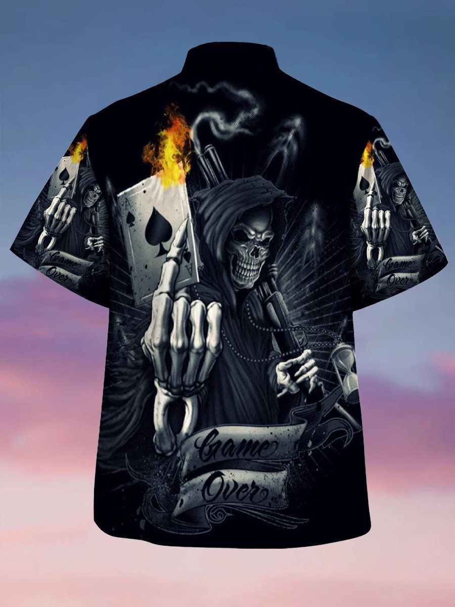 Floral Skulls: Hawaiian Shirt with Skull Floral Print Design