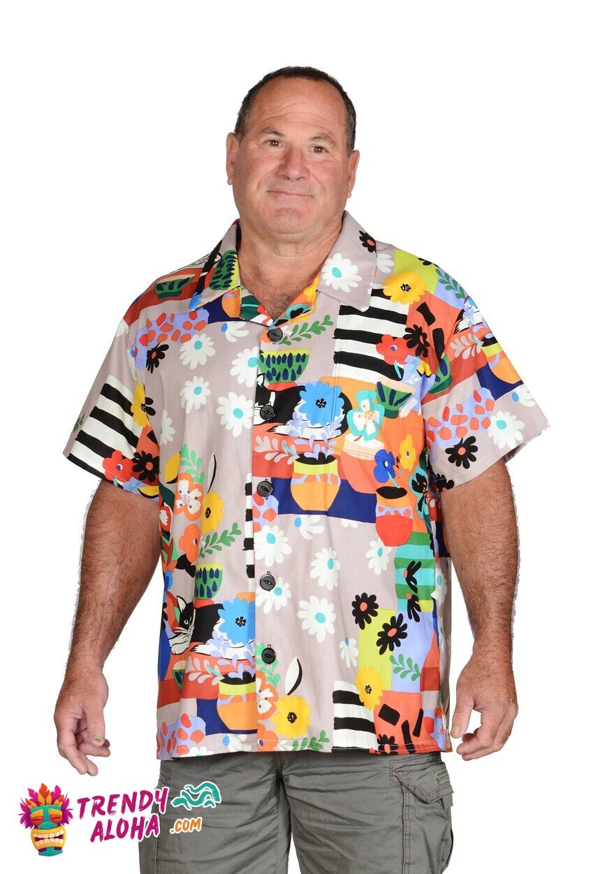 Floral Stripes Fusion Unisex Hawaiian Shirt in Vibrant Summer Tones