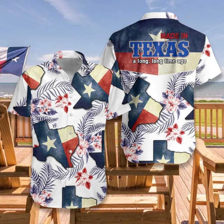 Floral Texas Hawaiian Shirt, A Long Time Short-Sleeve Hawaiian Shirt For Men, Women