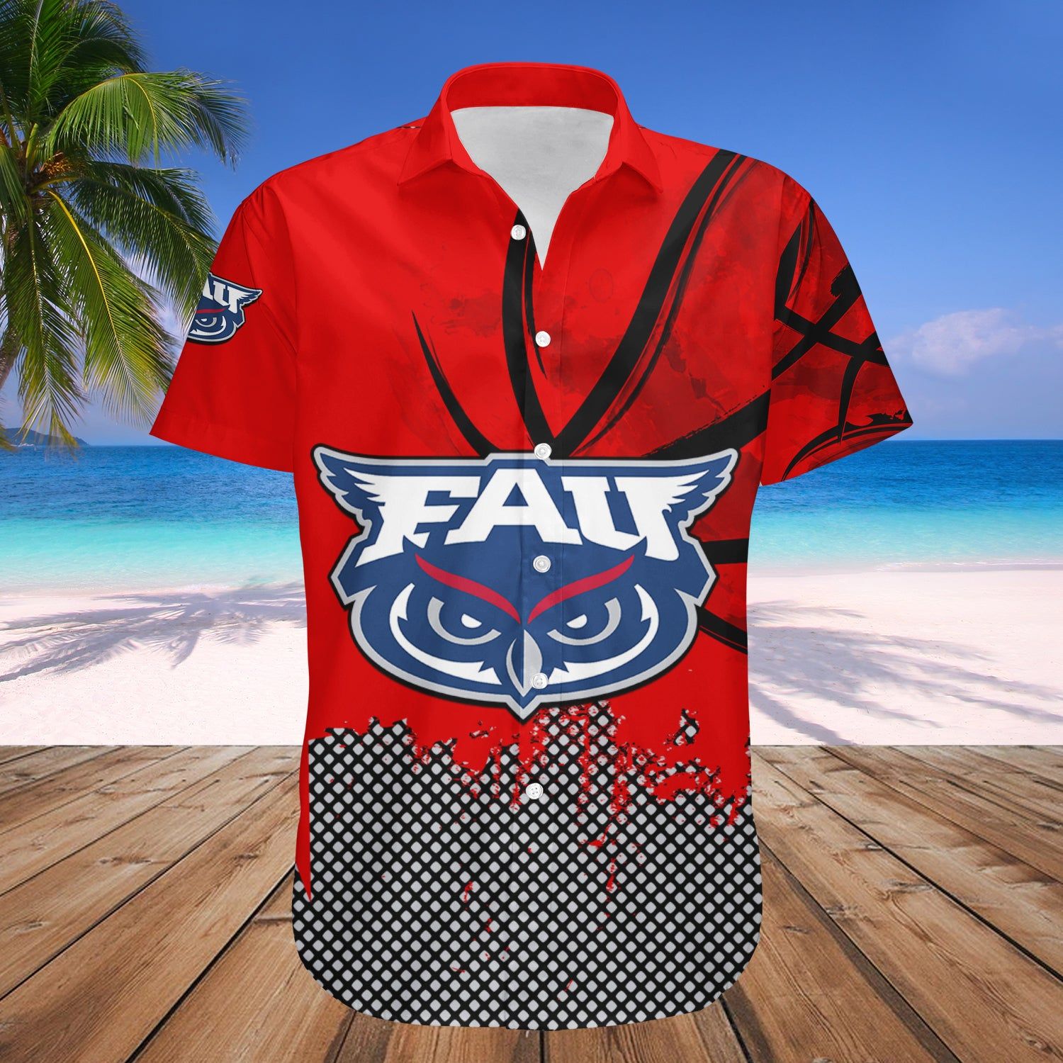 Florida Atlantic Owls Hawaii Shirt Basketball Net Grunge Pattern – NCAA