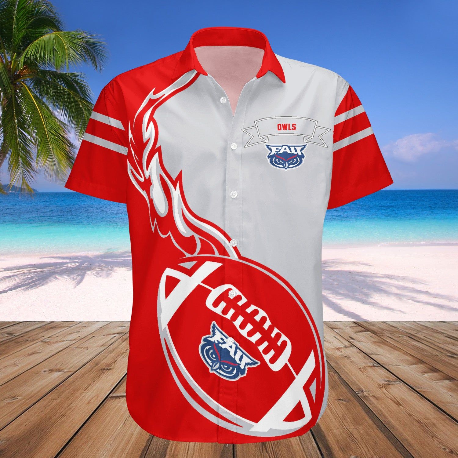 Florida Atlantic Owls Hawaii Shirt Flame Ball – NCAA