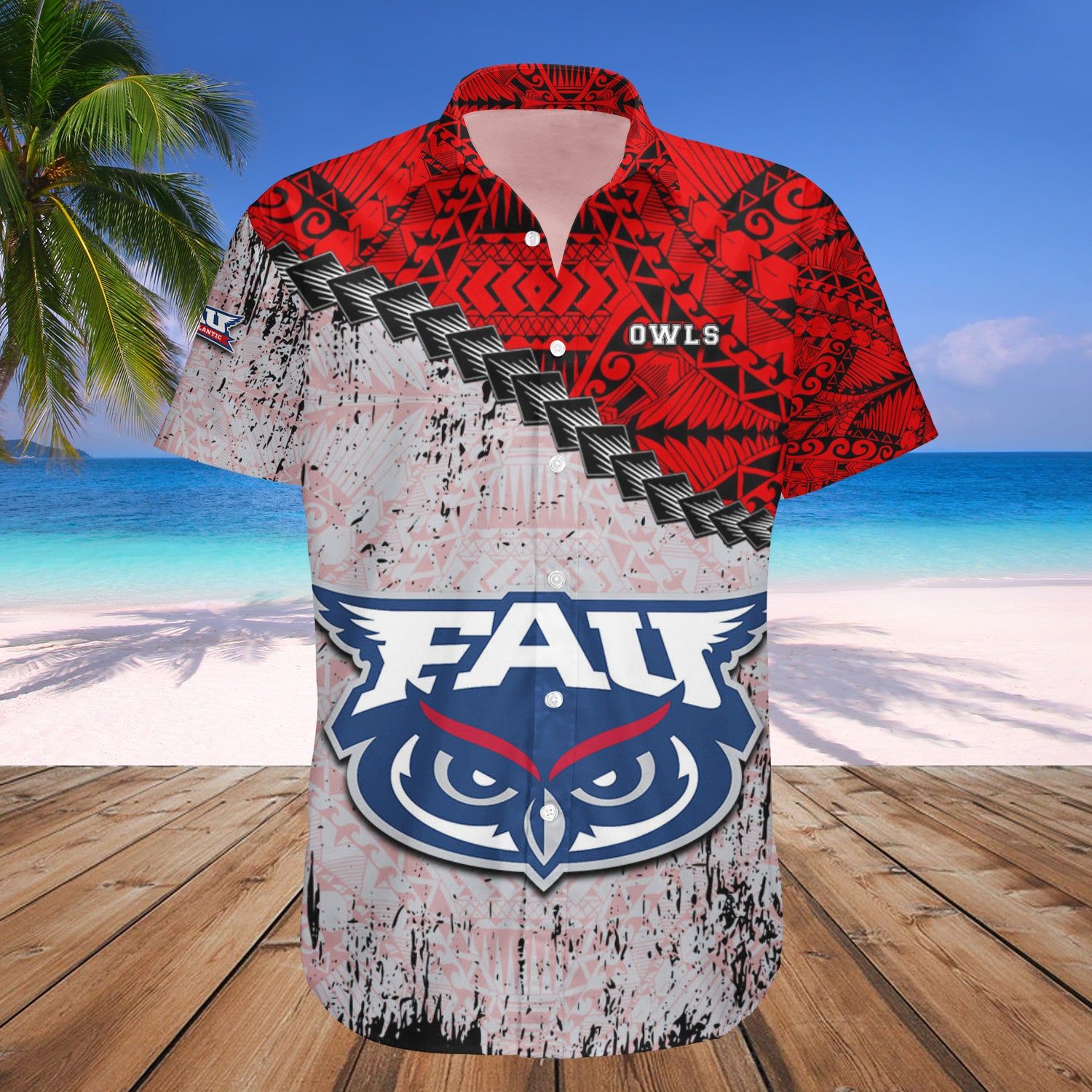 Florida Atlantic Owls Hawaii Shirt Grunge Polynesian Tattoo – NCAA