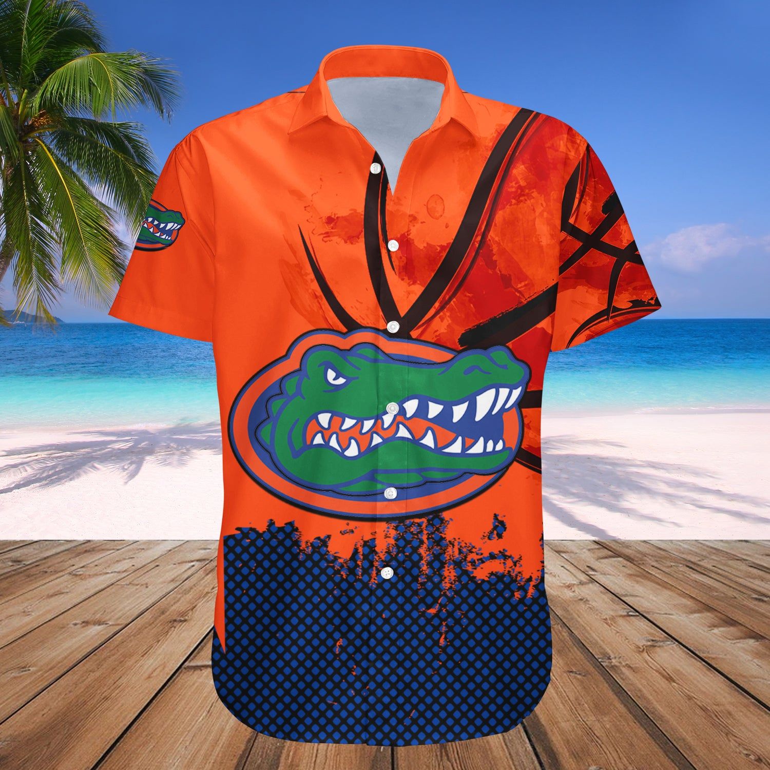 Florida Gators Hawaii Shirt Basketball Net Grunge Pattern – NCAA