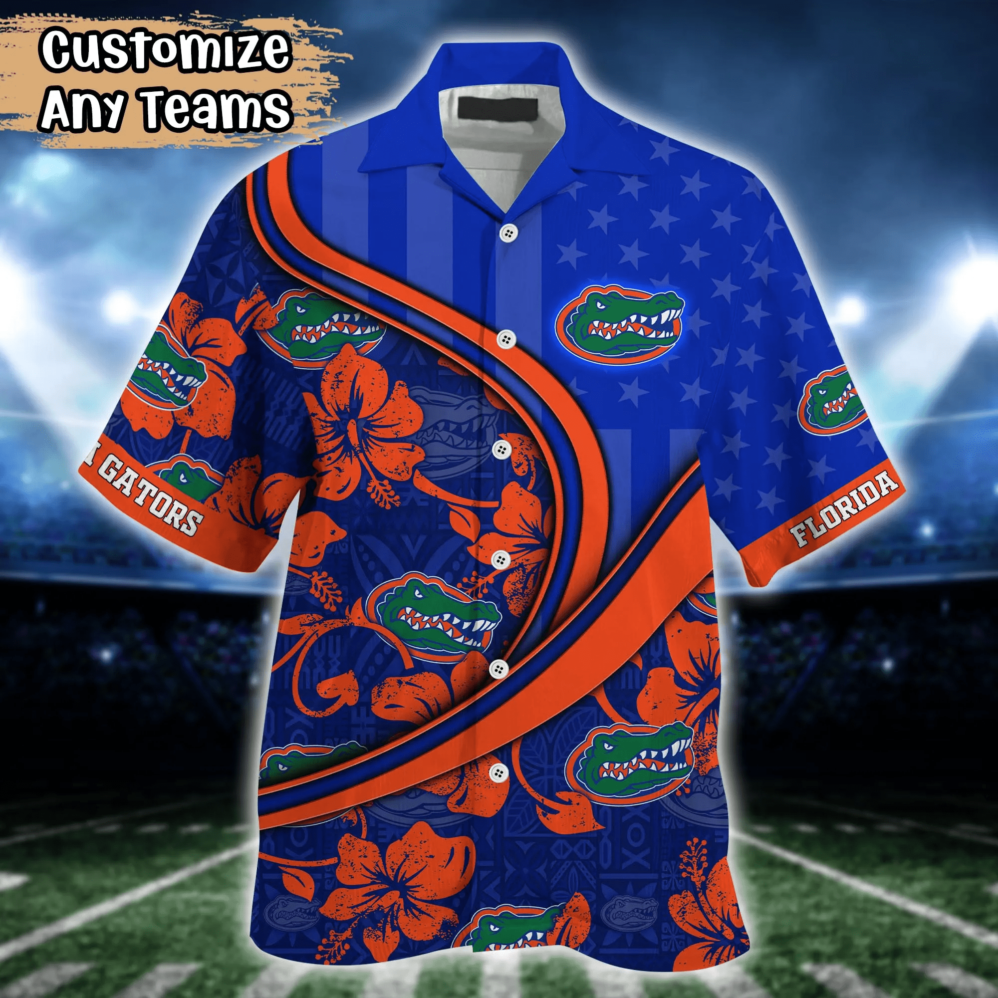 Florida Gators NCAA Us Flag Hawaiian Shirt Custom Summer Aloha Shirt