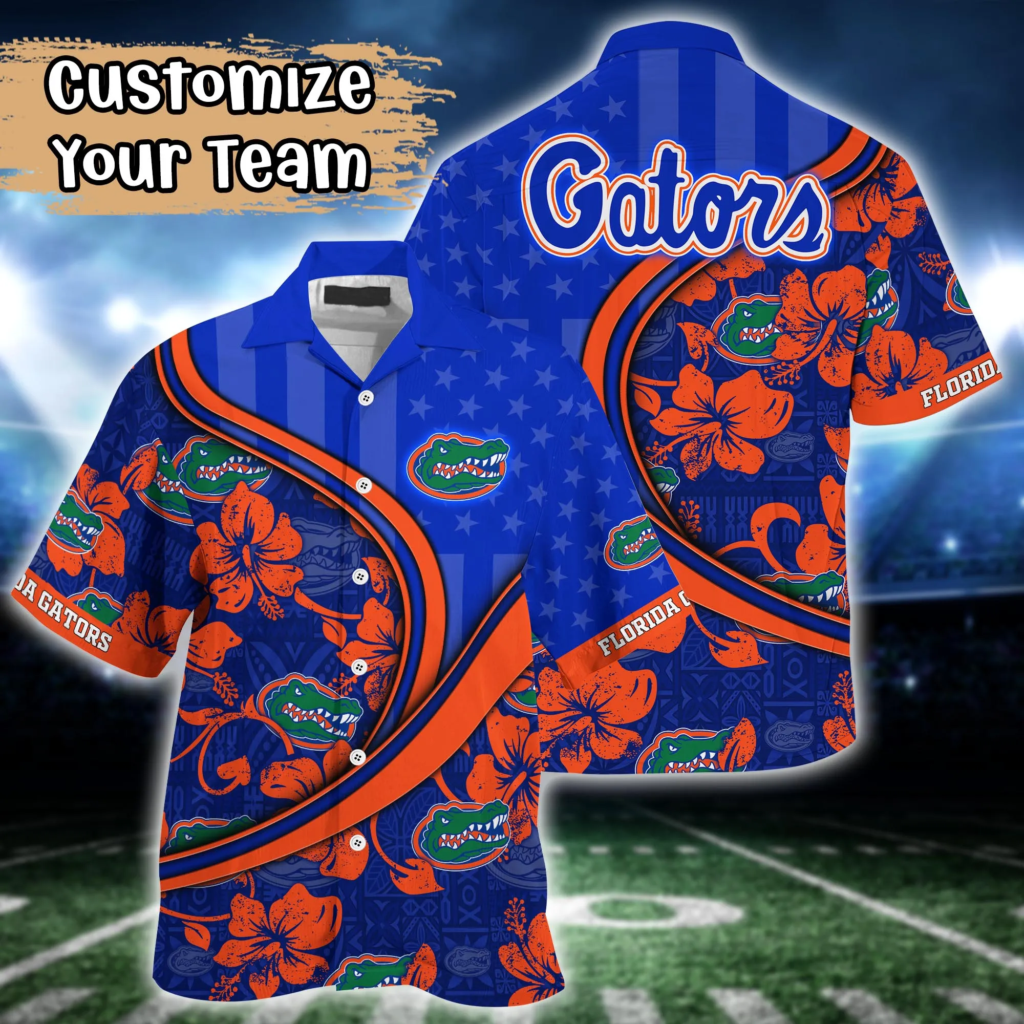 Florida Gators NCAA Us Flag Hawaiian Shirt Custom Summer Aloha Shirt