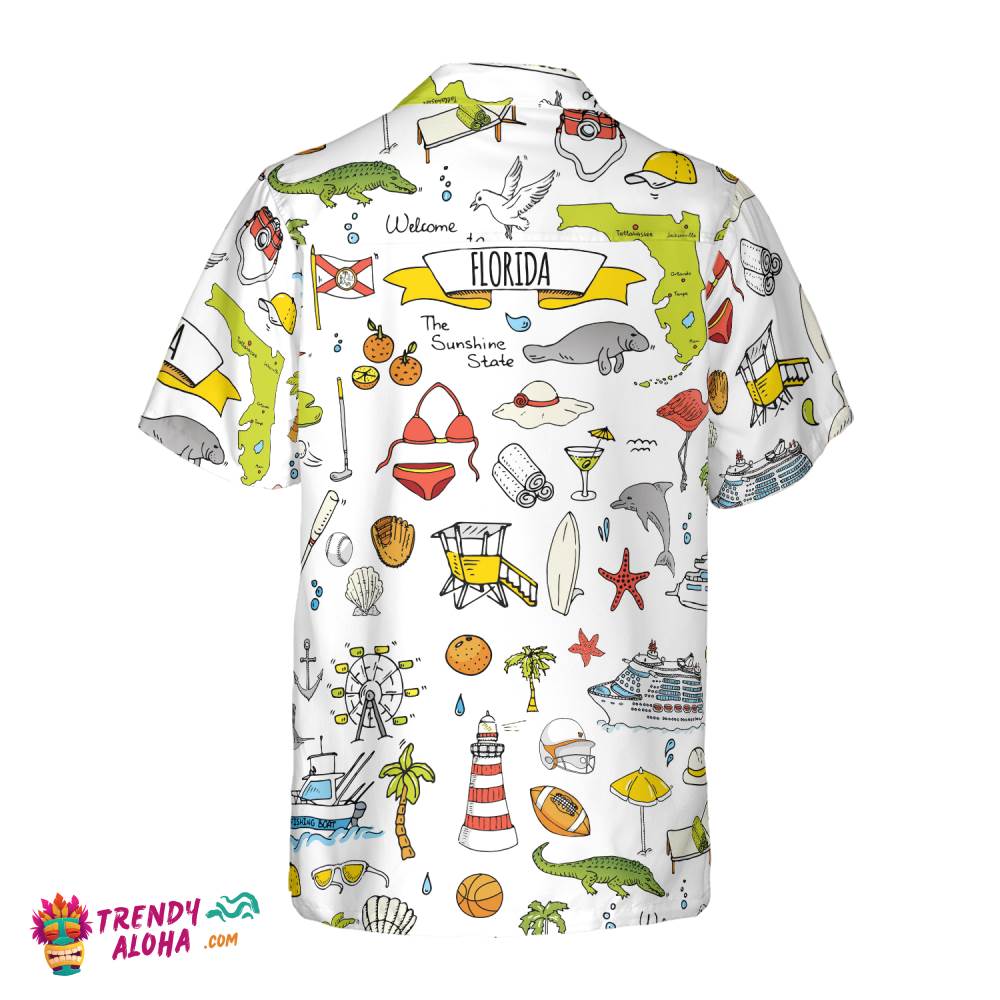 Florida In Hand Drawn Doodle Style Usa Hawaiian Shirt
