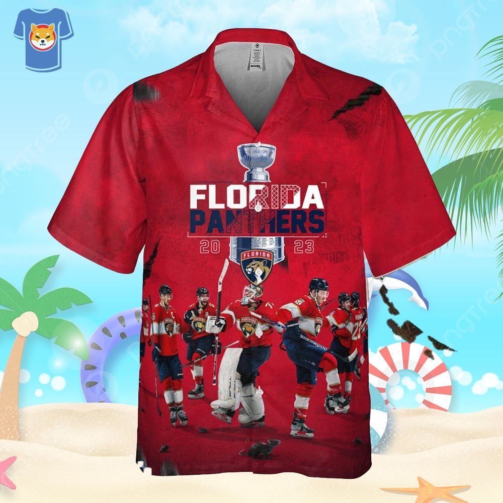 Florida Panthers National Hockey League Champions On Red Background Hawaiian Shirt