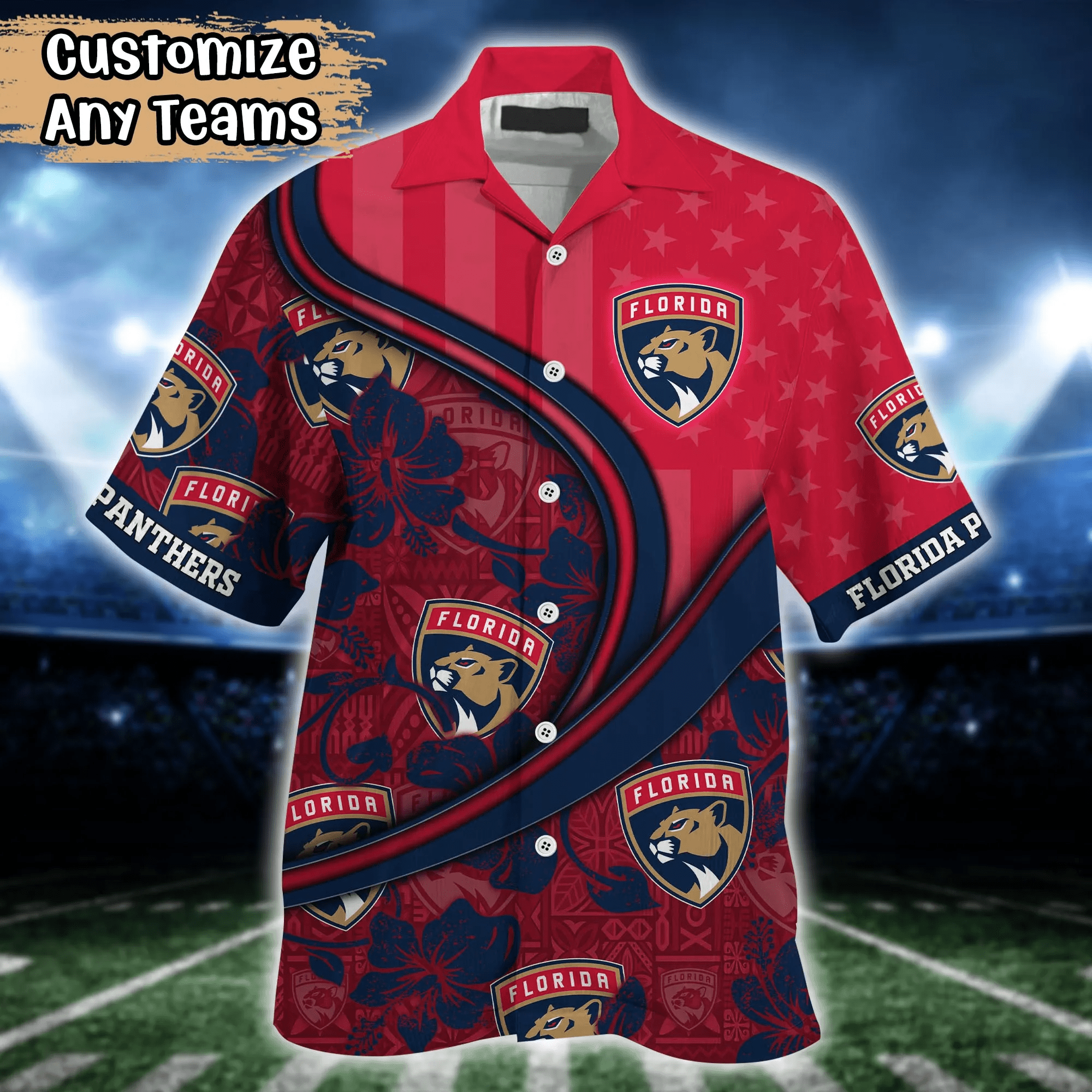 Florida Panthers NHL Us Flag Hawaiian Shirt Custom Summer Aloha Shirt
