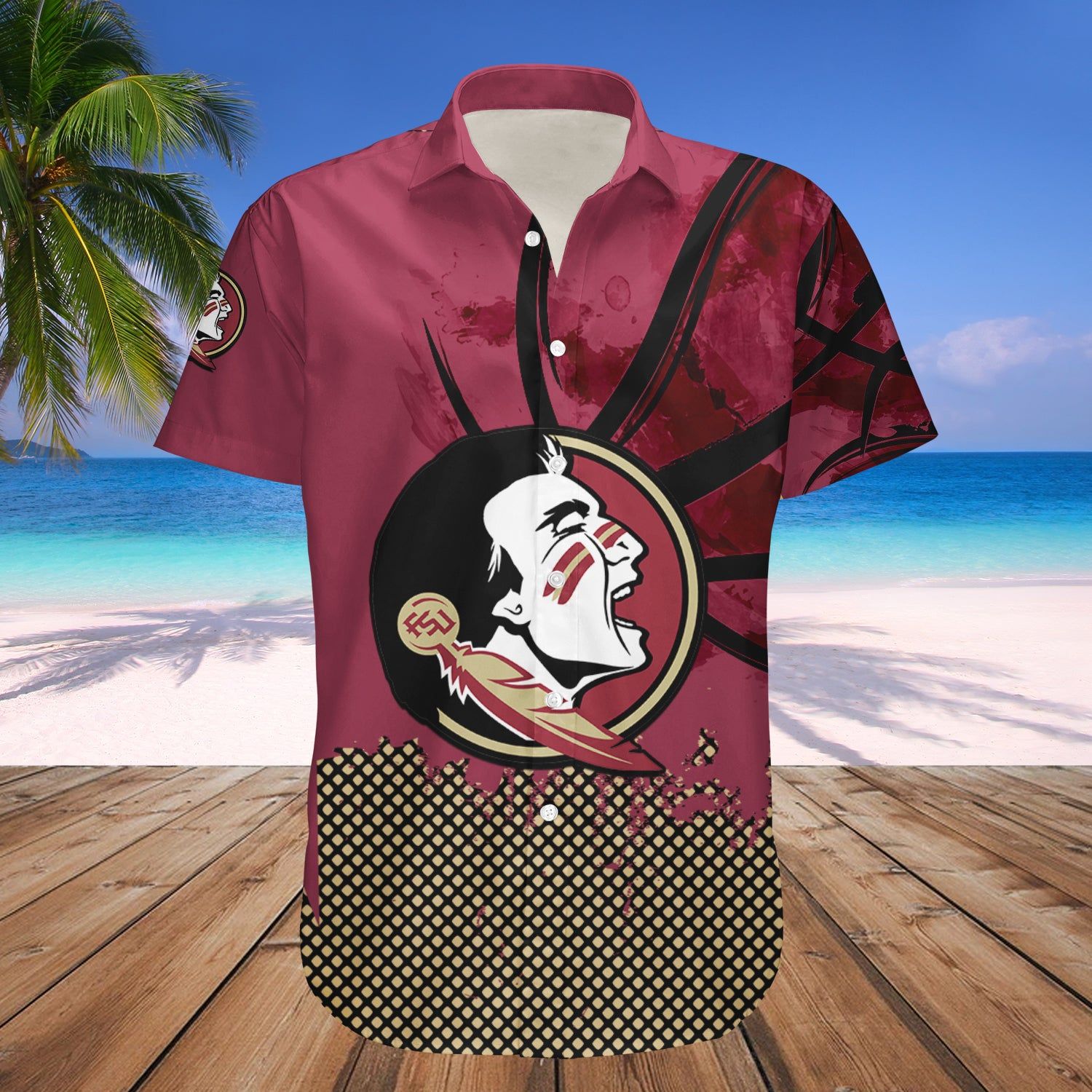 Florida State Seminoles Hawaii Shirt Basketball Net Grunge Pattern – NCAA