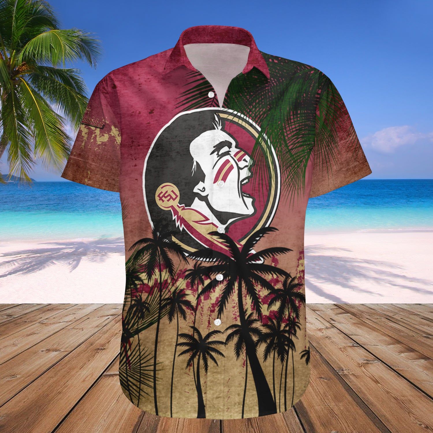 Florida State Seminoles Hawaii Shirt Coconut Tree Tropical Grunge – NCAA