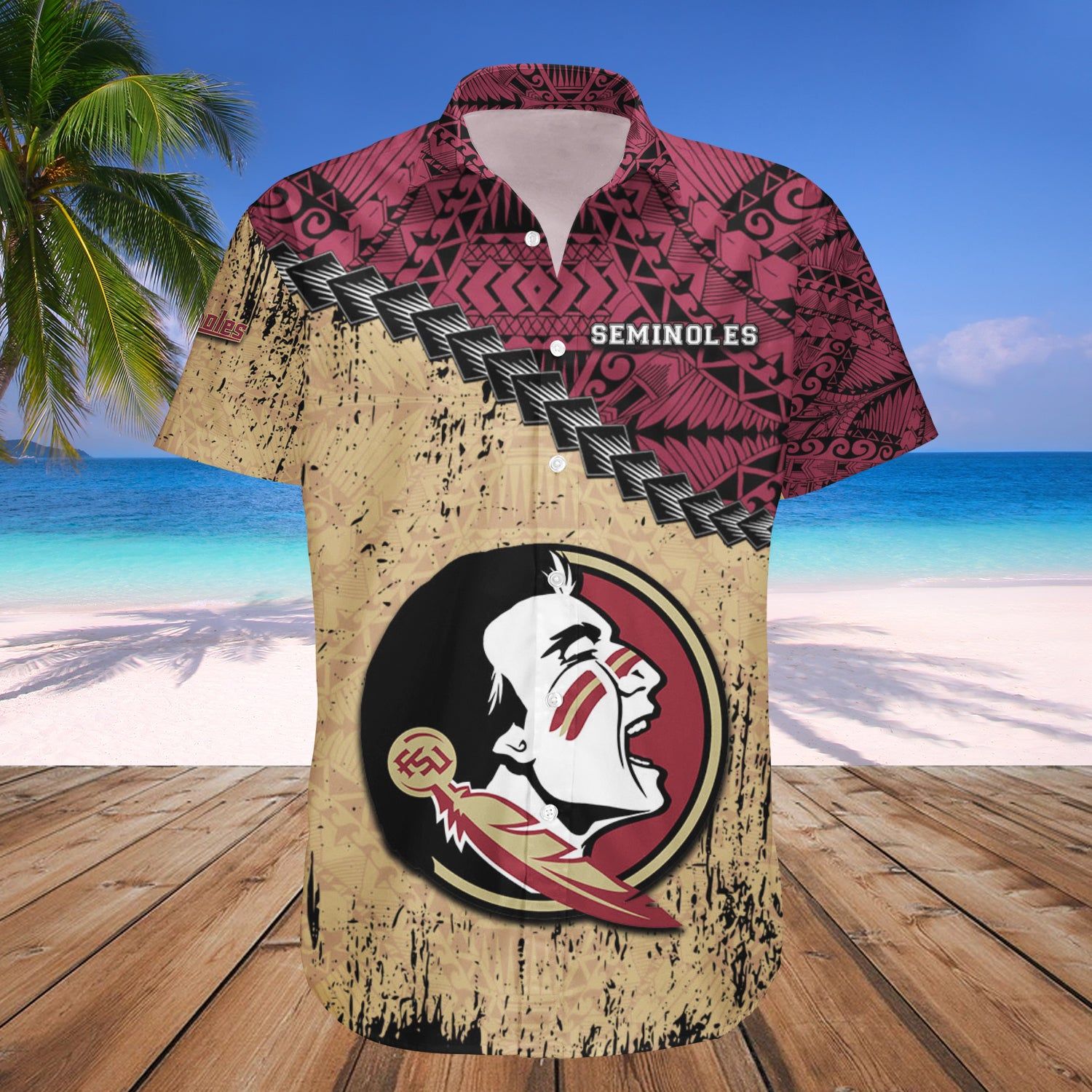 Florida State Seminoles Hawaii Shirt Grunge Polynesian Tattoo – NCAA