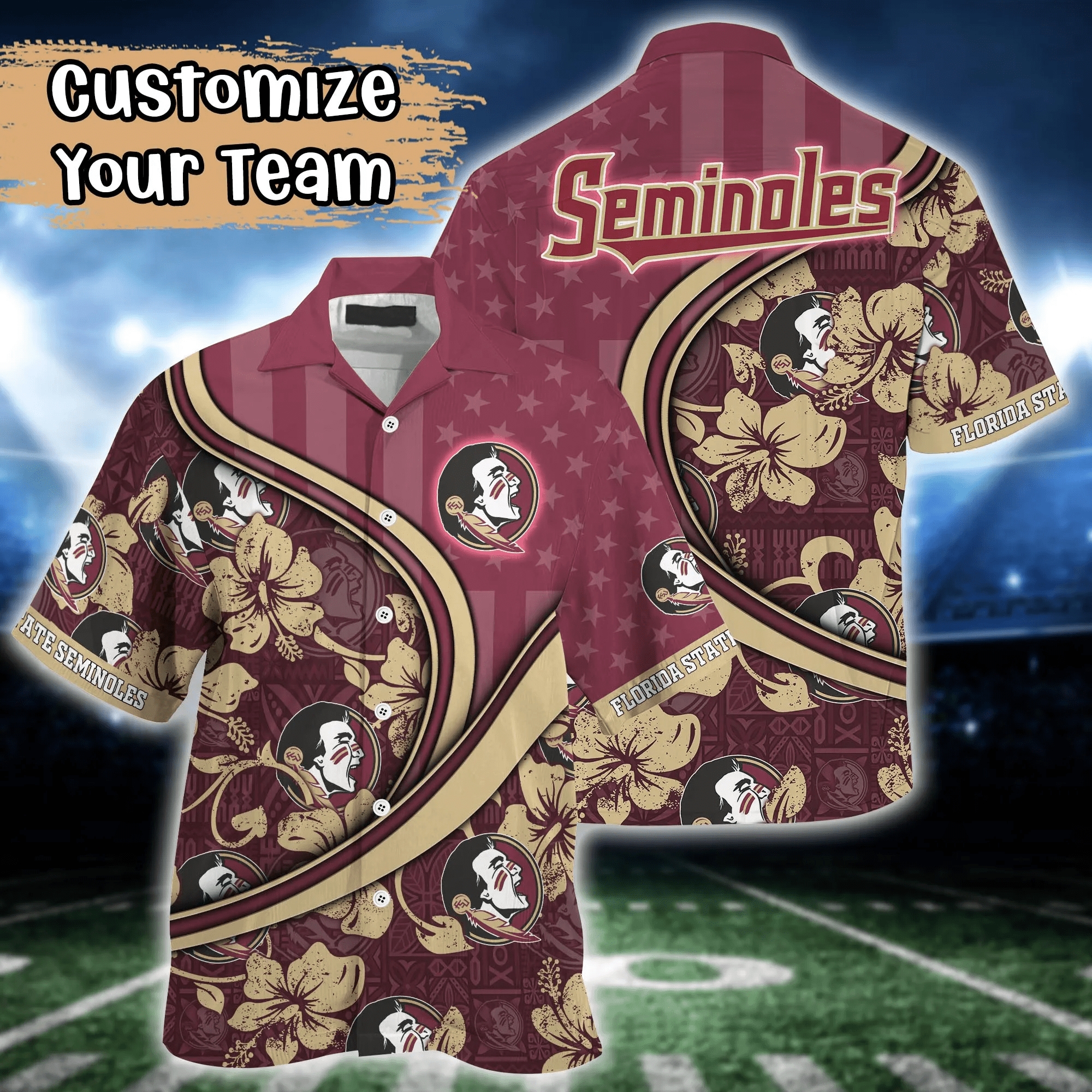 Florida State Seminoles NCAA Us Flag Hawaiian Shirt Custom Summer Aloha Shirt