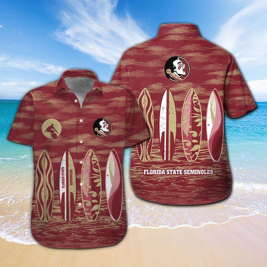Florida State Seminoles Short Sleeve Button Up Tropical Hawaiian Shirt VER018
