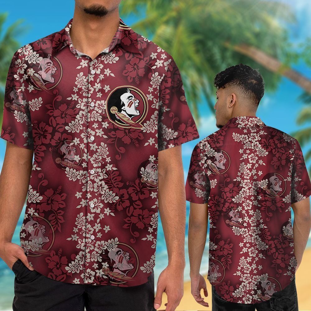Florida State Seminoles Short Sleeve Button Up Tropical Hawaiian Shirt VER023