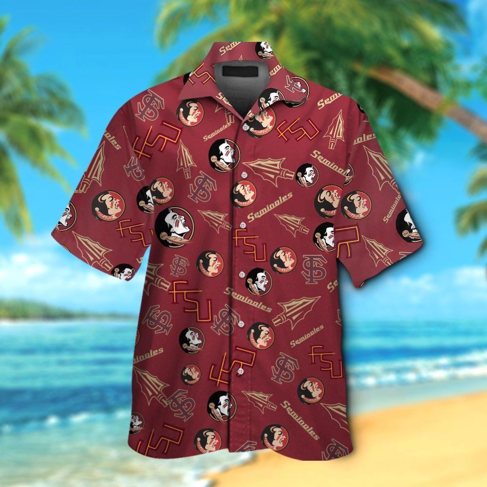 Florida State Seminoles Short Sleeve Button Up Tropical Hawaiian Shirt VER024