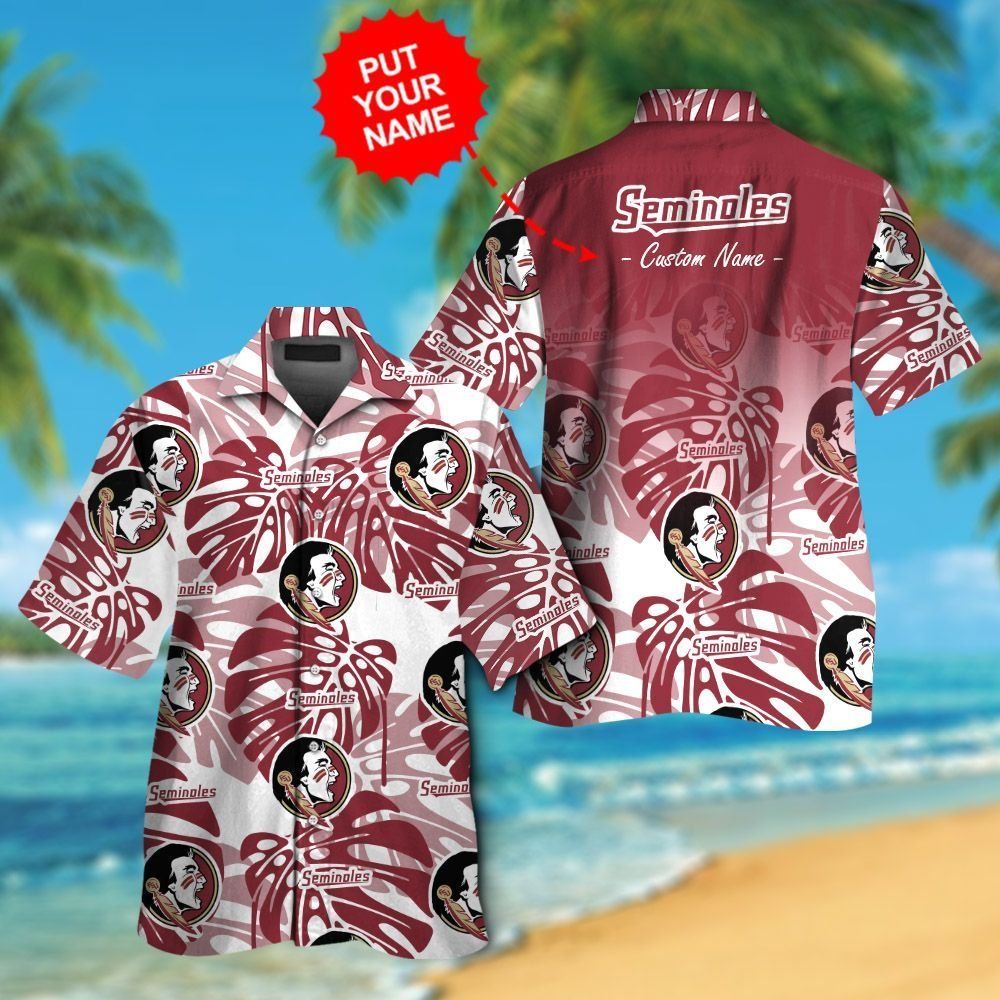 Florida State Seminoles Short Sleeve Button Up Tropical Hawaiian Shirt VER025