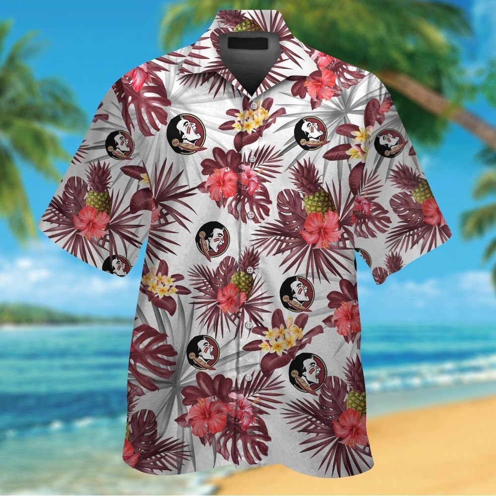 Florida State Seminoles Short Sleeve Button Up Tropical Hawaiian Shirt VER029