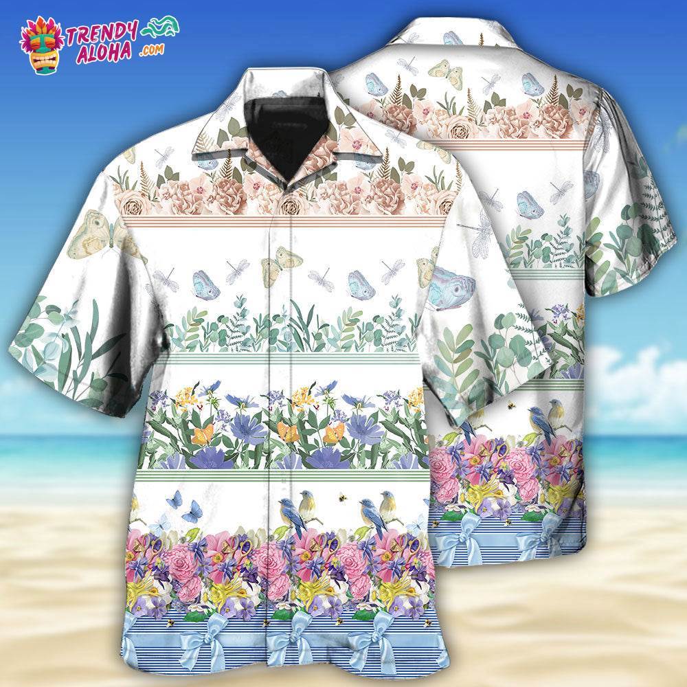 Flower Amazing Florist Bird And Butterfly Hawaiian Shirt – Trendy Aloha