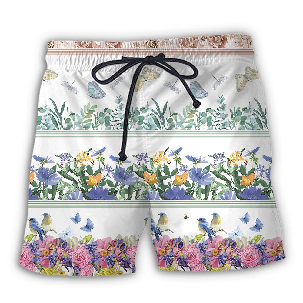 Flower Amazing Florist Bird And Butterfly Trendy Aloha Hawaiian Beach Shorts Flower Amazing Florist Bird And Butterfly Trendy Aloha Hawaiian Beach Shorts