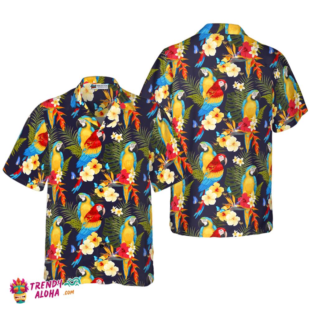 Flower And Parrot Hawaiian Shirt
