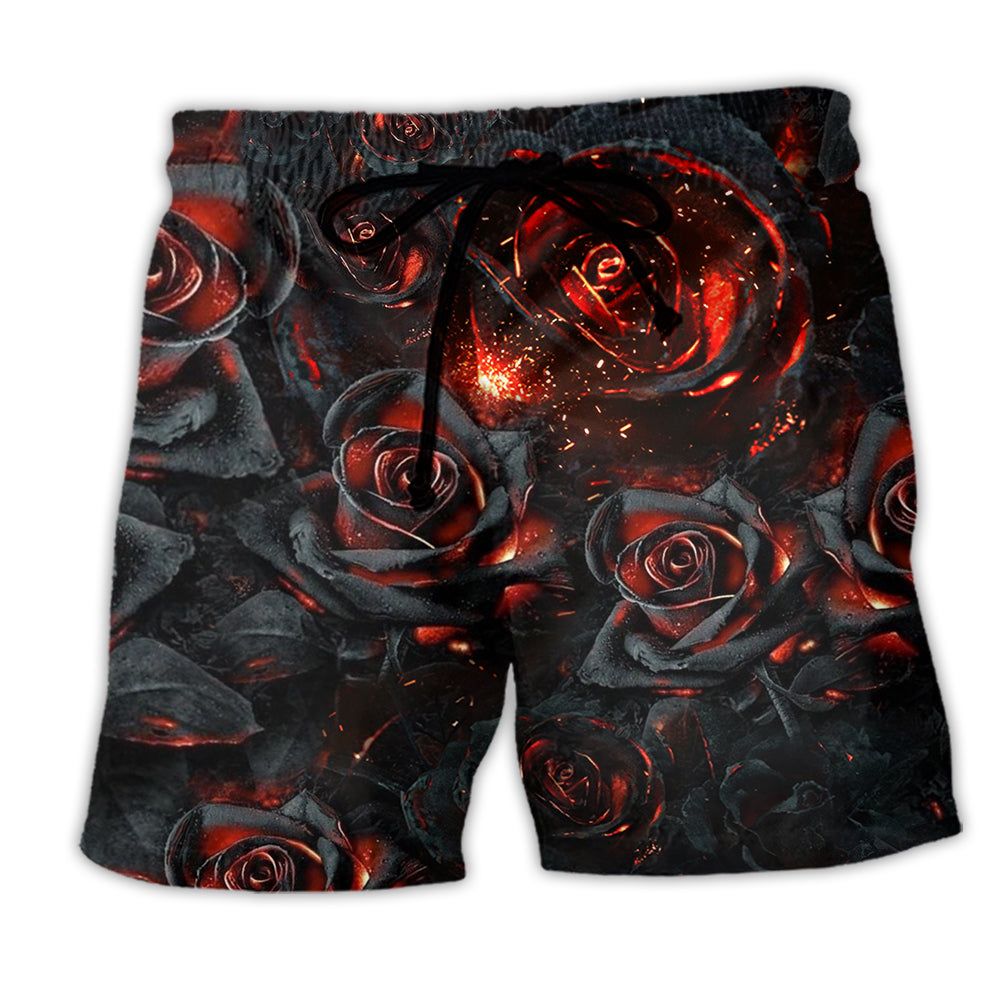 Flower Life Is Like Burning Rose Trendy Aloha Hawaiian Beach Shorts Flower Life Is Like Burning Rose Trendy Aloha Hawaiian Beach Shorts