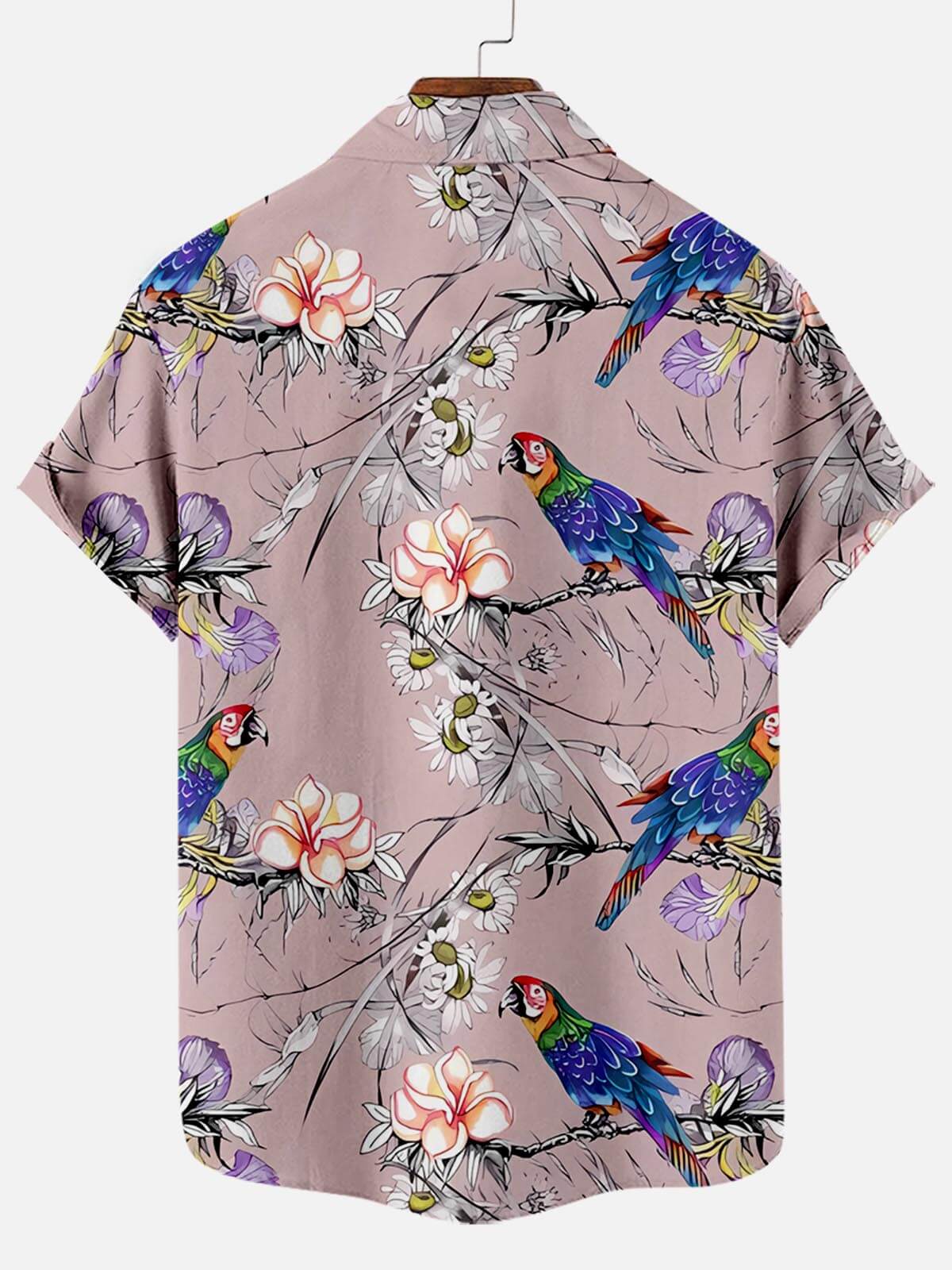 Flower Pattern With Parrto Men’s Aloha Hawaiian Shirt