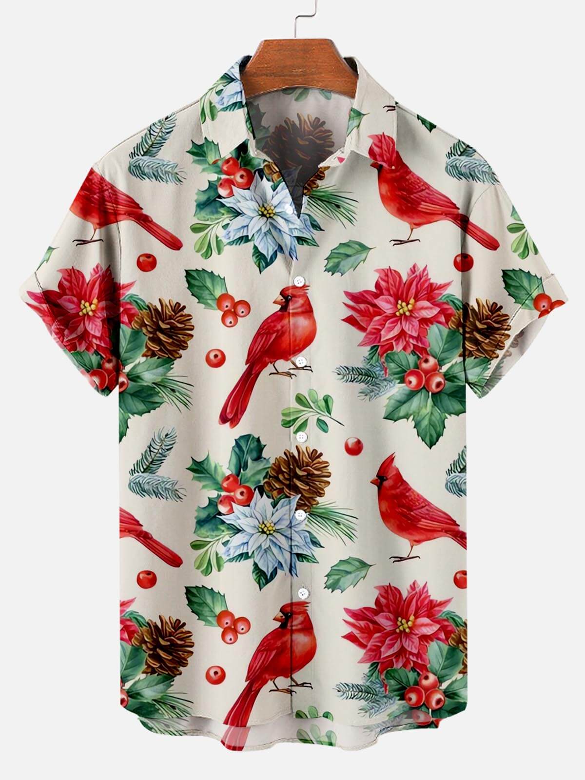 Flower Pattern With Parrto Men’s Hawaiian Aloha Hawaiian Shirt Flower Pattern With Parrto Men’s Hawaiian Aloha Hawaiian Shirt