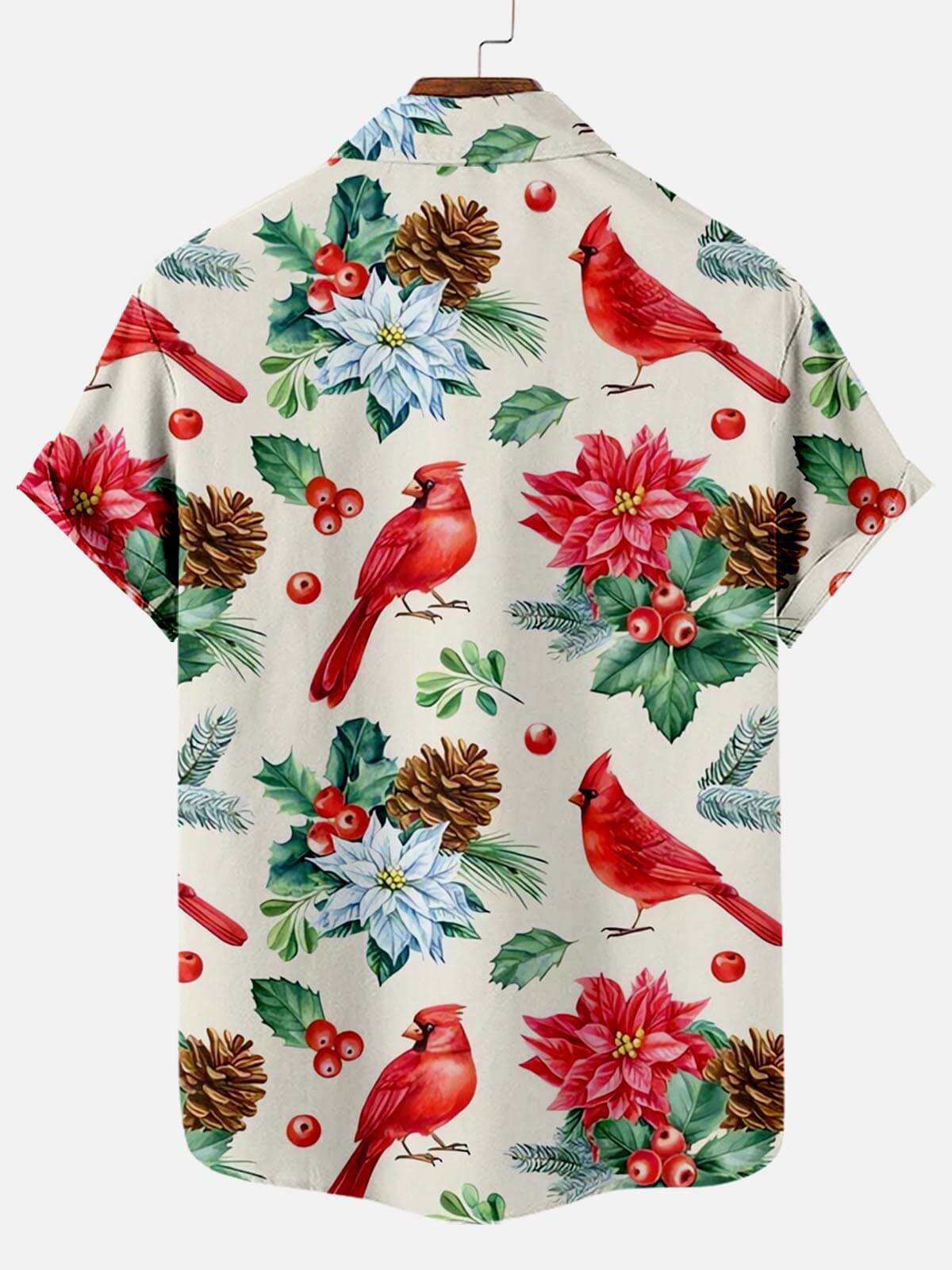 Flower Pattern With Parrto Men’s Hawaiian Aloha Hawaiian Shirt