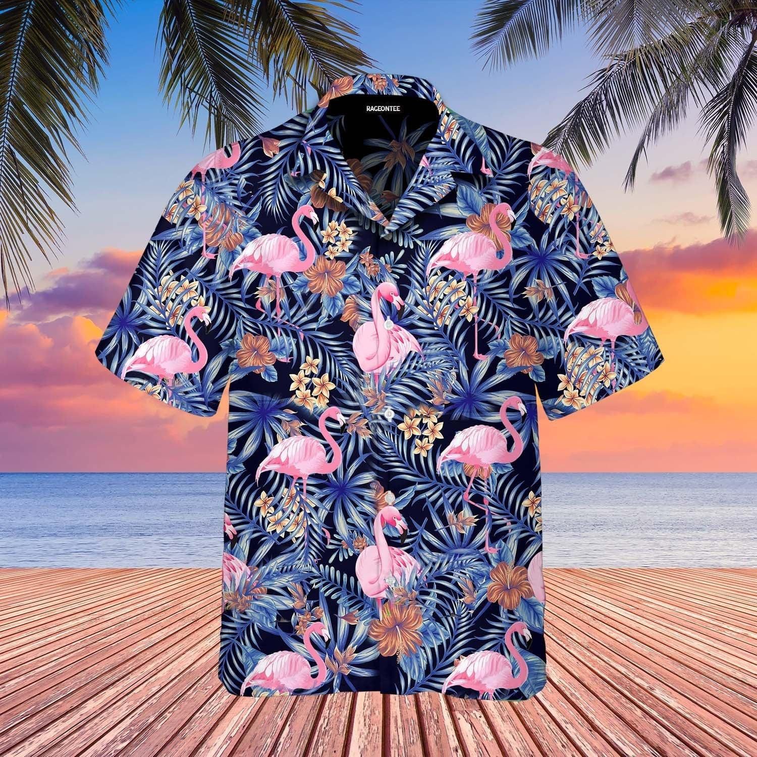 Flower Pink Flamingo Summer Hawaiian Shirt For