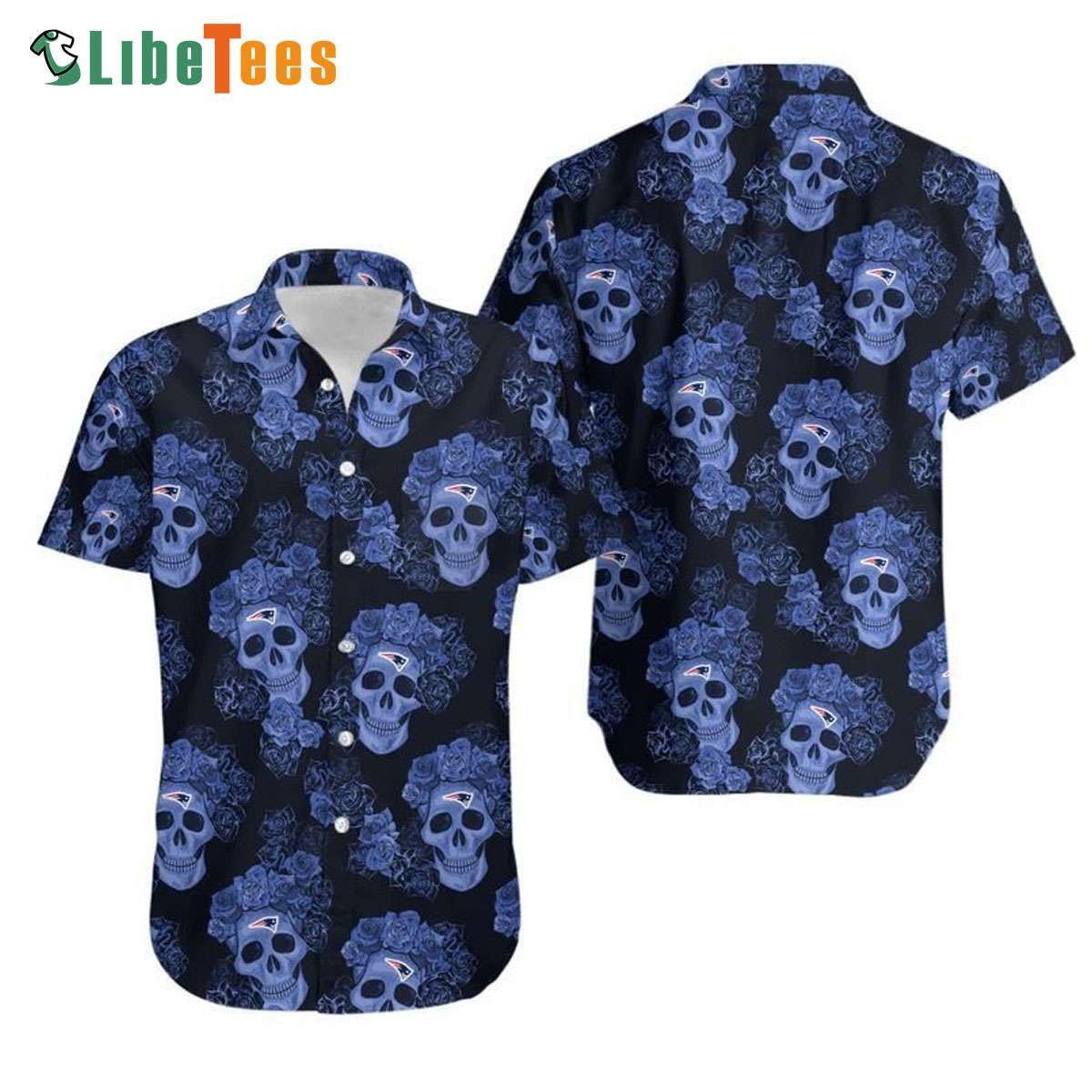 Flower Skull Patriots Trendy Hawaiian Shirt, Gifts For Patriots Fans Perfect Gifts For Your Loved Ones Jersey Shirt