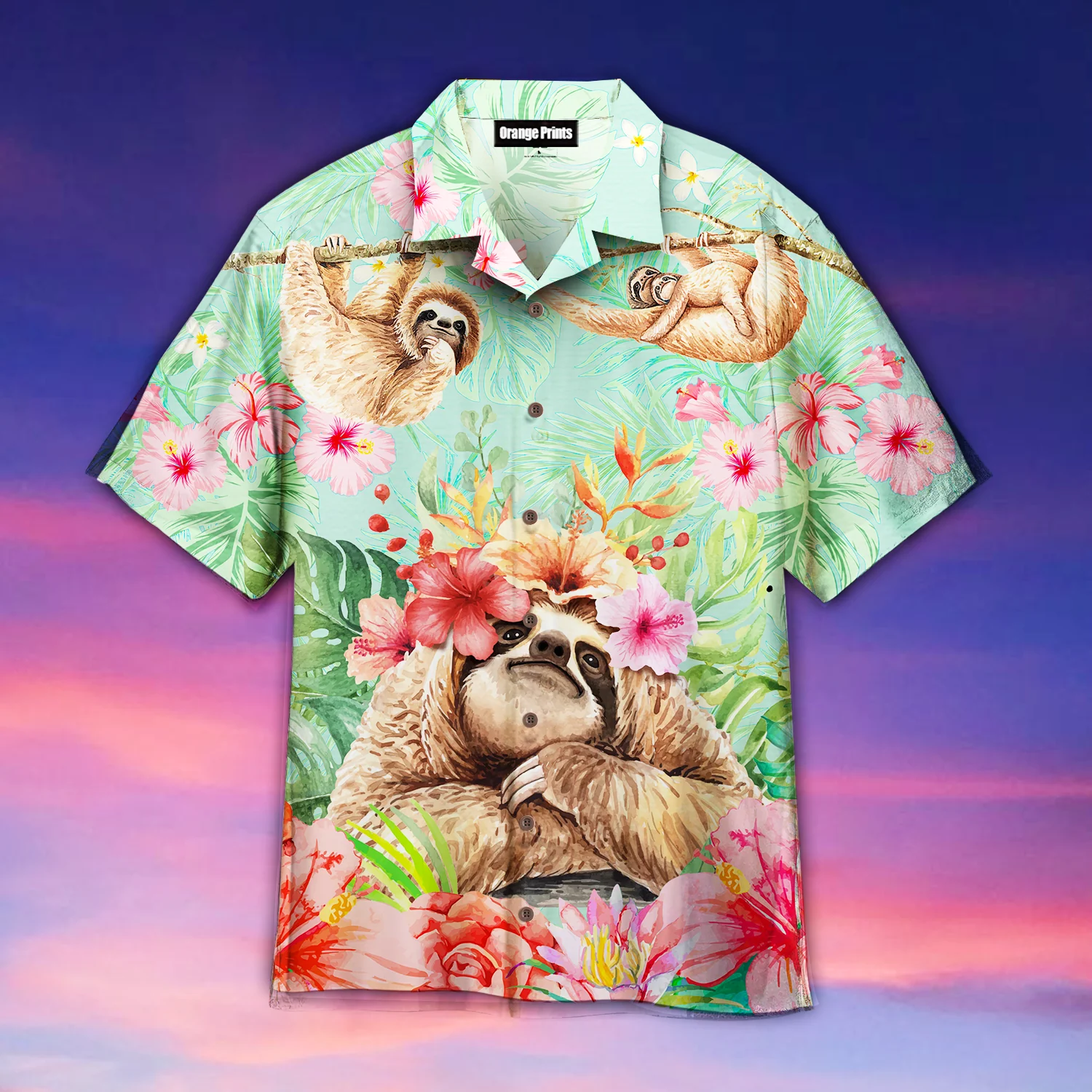 Flower Sloth Trendy Hawaiian Shirt For