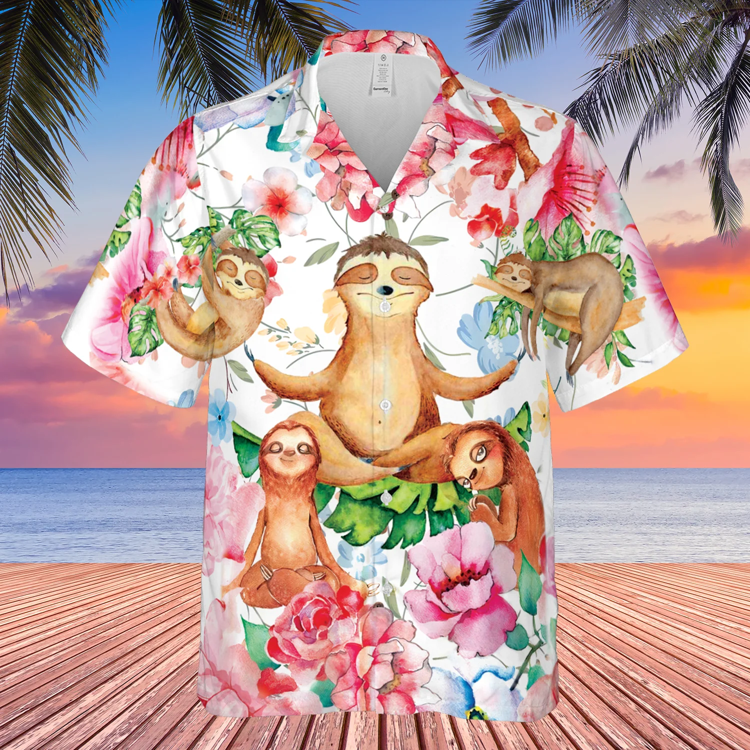 Flower Yoga Sloth Tropical Trendy Hawaiian Shirt For Aloha Shirt Flower Yoga Sloth Tropical Trendy Hawaiian Shirt For Aloha Shirt