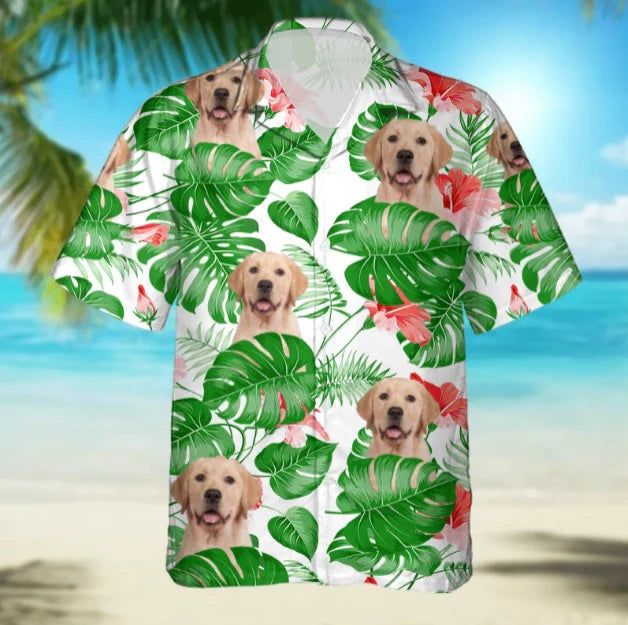 Flowered Portraits: Personalized Photo Face Floral Hawaiian Shirt Flowered Portraits: Personalized Photo Face Floral Hawaiian Shirt