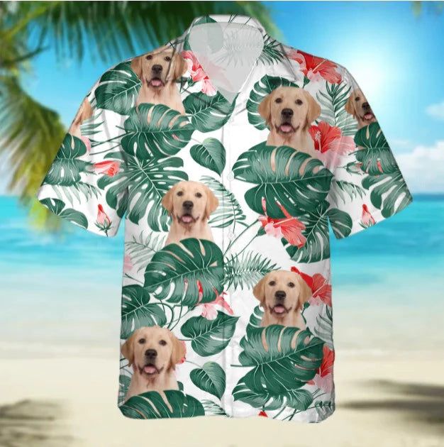 Flowered Portraits: Personalized Photo Face Floral Hawaiian Shirt