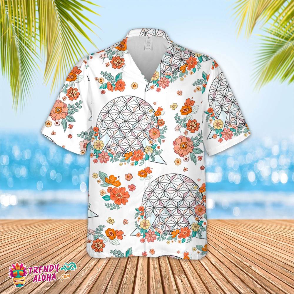 Flowers And Garden Epcot Floral Hawaiian Shirt, Short Sleeve Hawaiian Aloha Shirt, Flowers Garden Shirt, Flowers Birthday Hawaiian