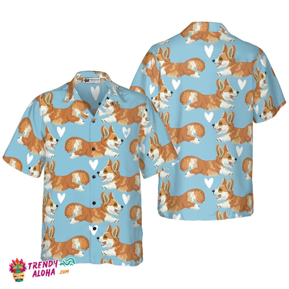 Flying Corgi Blue Hawaiian Shirt, Corgi Shirt For Men And Women