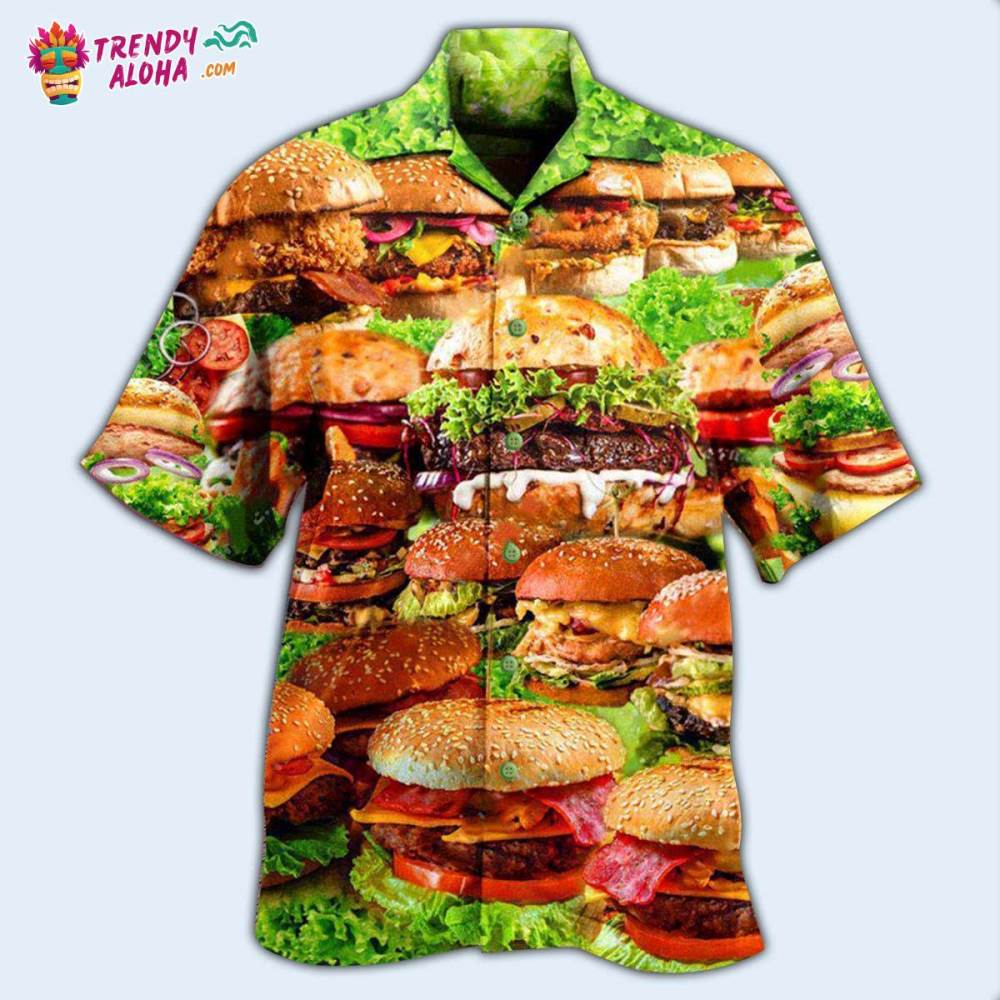 Food Good Mood Delicious Hamburger Hawaiian Shirt – Trendy Aloha