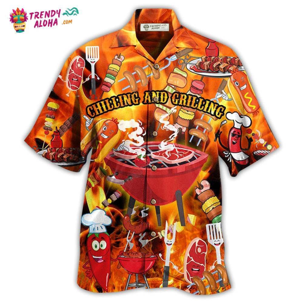 Food Hot Chilling And Grilling Bbq Party Hawaiian Shirt – Trendy Aloha