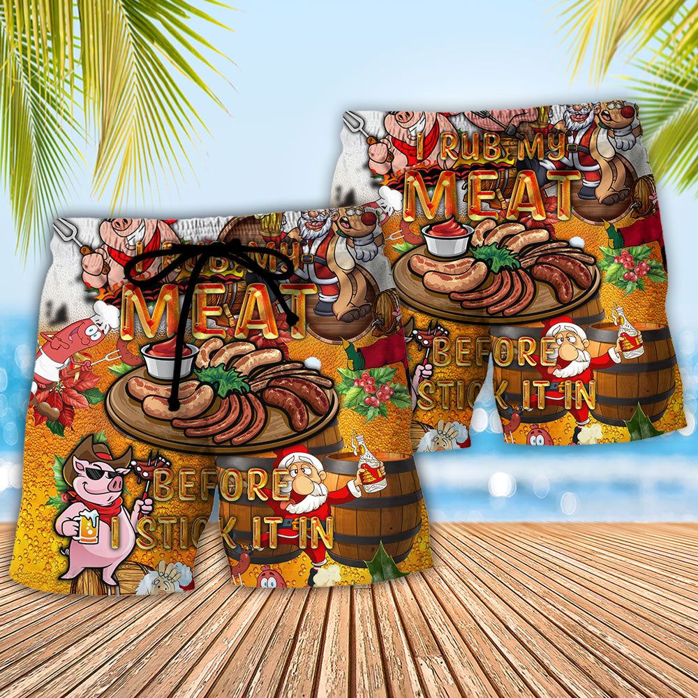 Food I Rub My Meat Before Trendy Aloha Hawaiian Beach Shorts