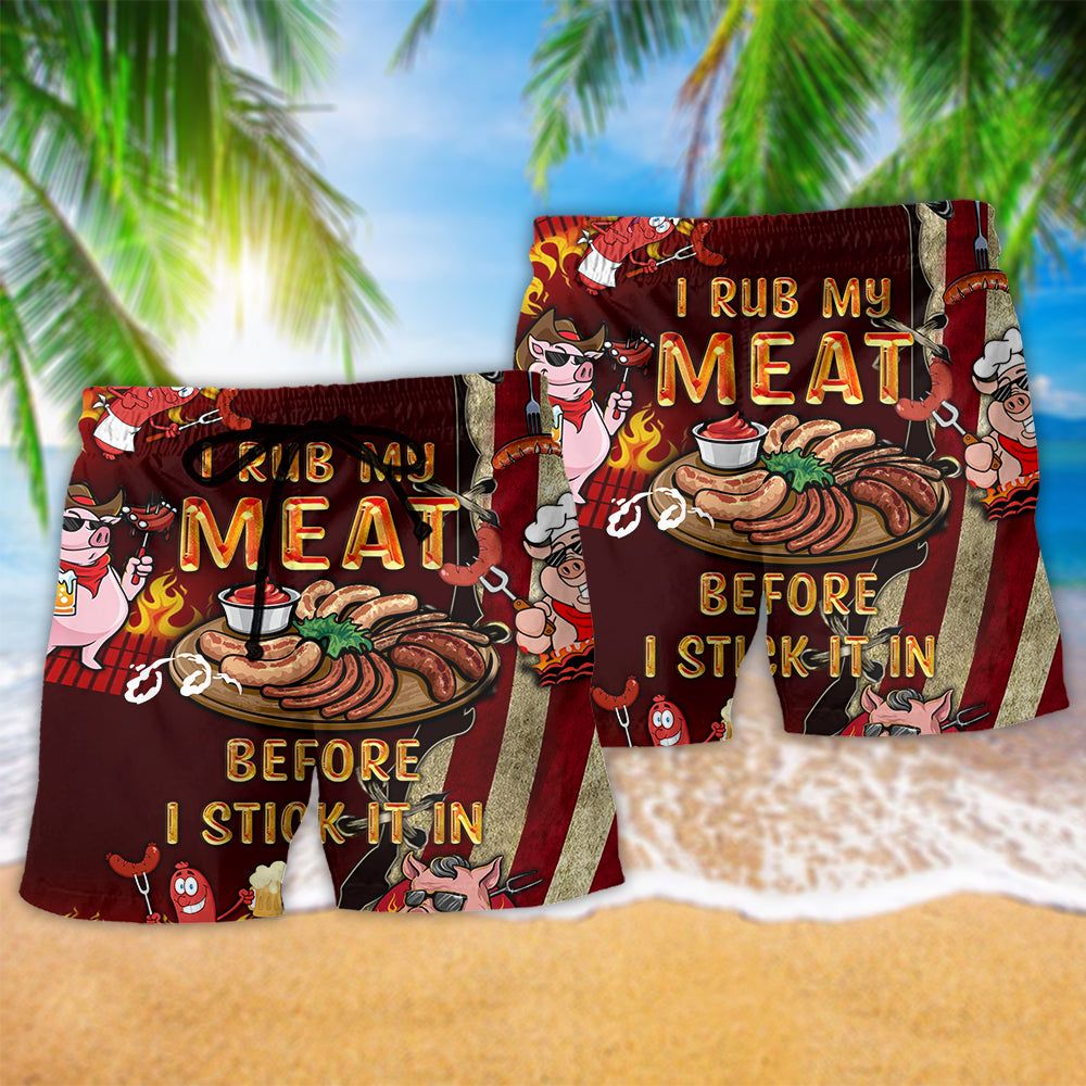 Food I Rub My Meat Christmas Trendy Aloha Hawaiian Beach Shorts