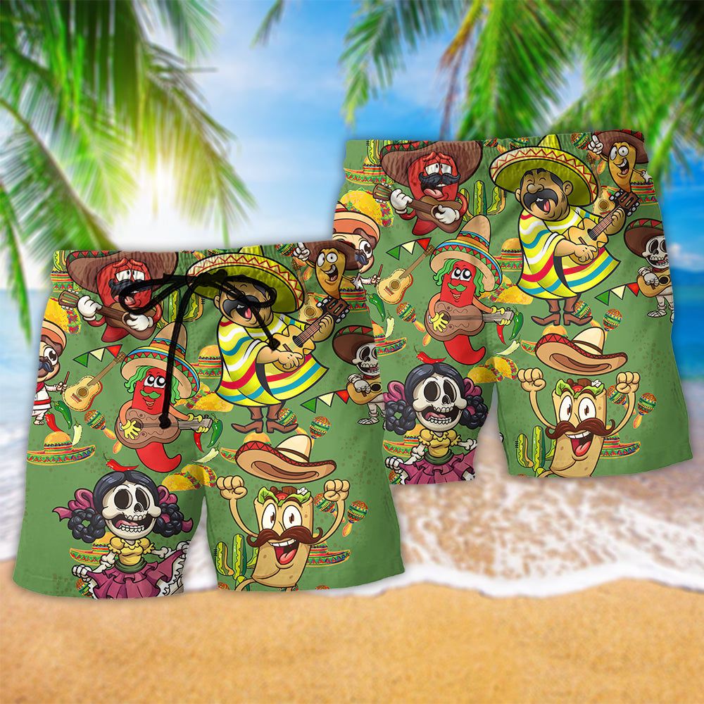 Food Love Mexican Culture Cute Colors Trendy Aloha Hawaiian Beach Shorts