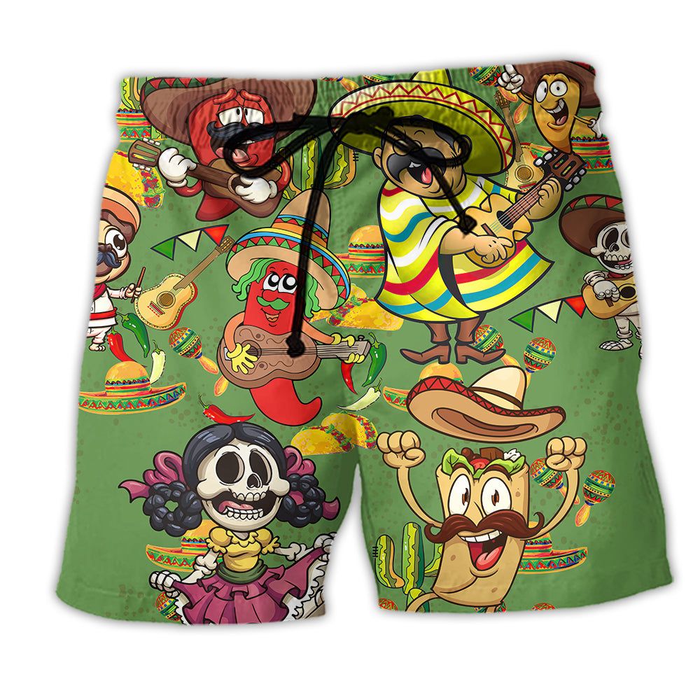 Food Love Mexican Culture Cute Colors Trendy Aloha Hawaiian Beach Shorts Food Love Mexican Culture Cute Colors Trendy Aloha Hawaiian Beach Shorts