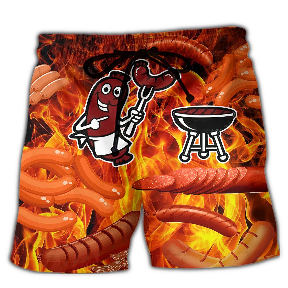 Food Sausage Once You Put My Meat Trendy Aloha Hawaiian Beach Shorts Food Sausage Once You Put My Meat Trendy Aloha Hawaiian Beach Shorts