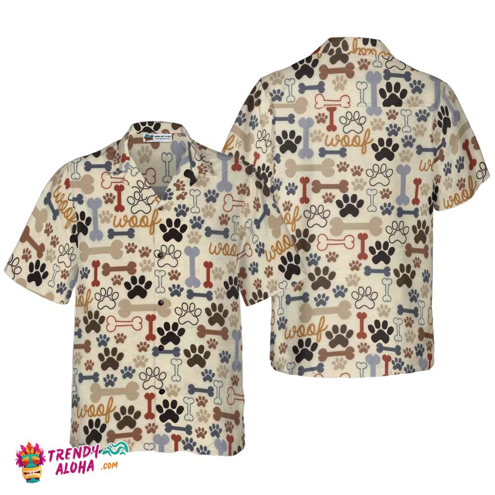 Footprint Dog Bone Seamless Hawaiian Shirt Footprint Dog Bone Seamless Hawaiian Shirt