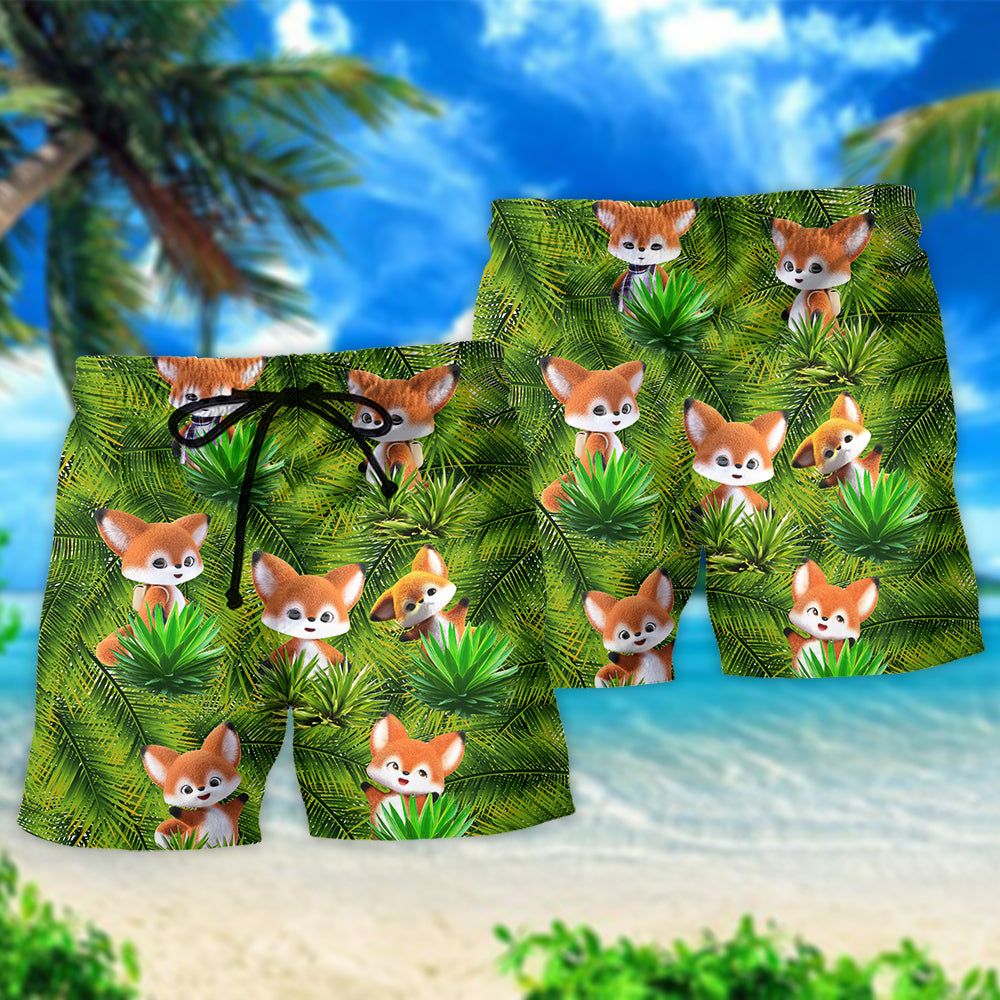 Fox 3D Animator So Cute Trendy Aloha Hawaiian Beach Shorts
