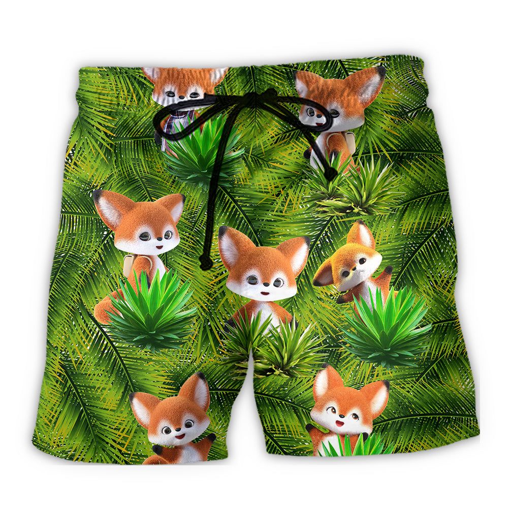 Fox 3D Animator So Cute Trendy Aloha Hawaiian Beach Shorts Fox 3D Animator So Cute Trendy Aloha Hawaiian Beach Shorts