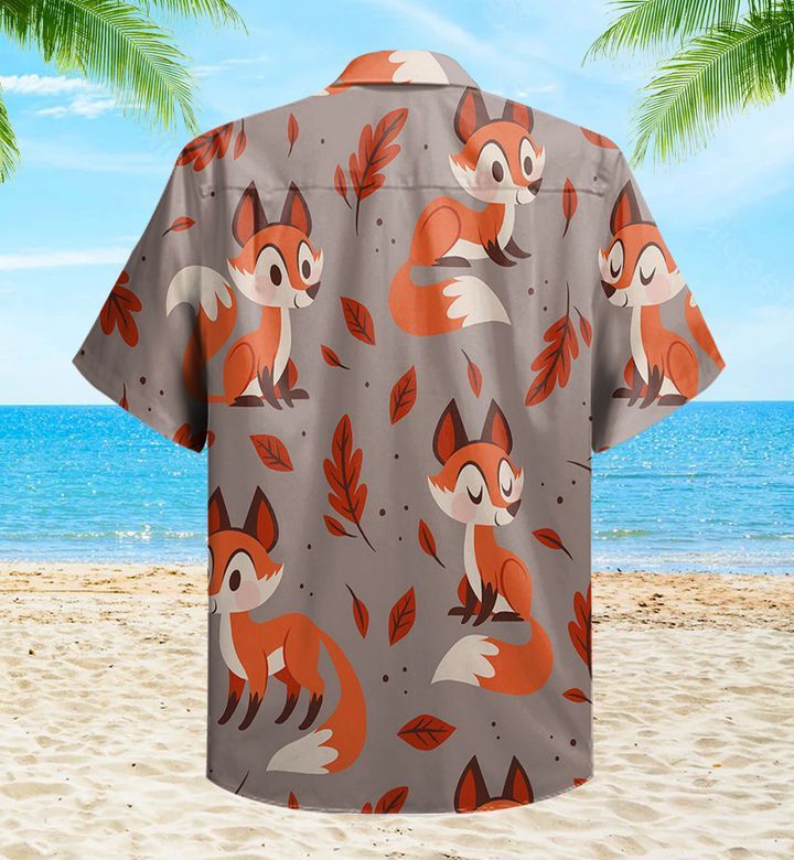 Fox Autumn Cute Grey Trendy Hawaiian Shirt 3D, Fox Lover Trendy Hawaiian Shirt For Summer Gifts