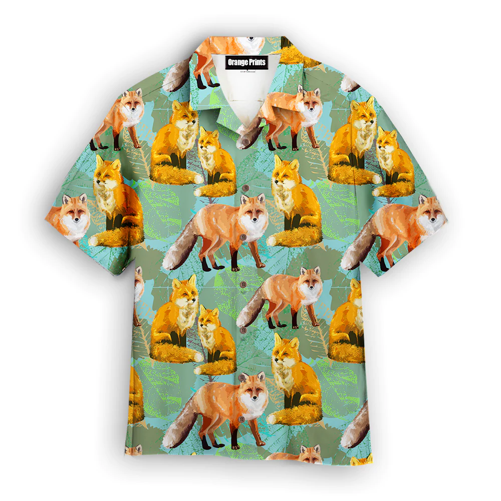 Fox Autumn Leaves Hawaiian Shirt For Aloha Shirt