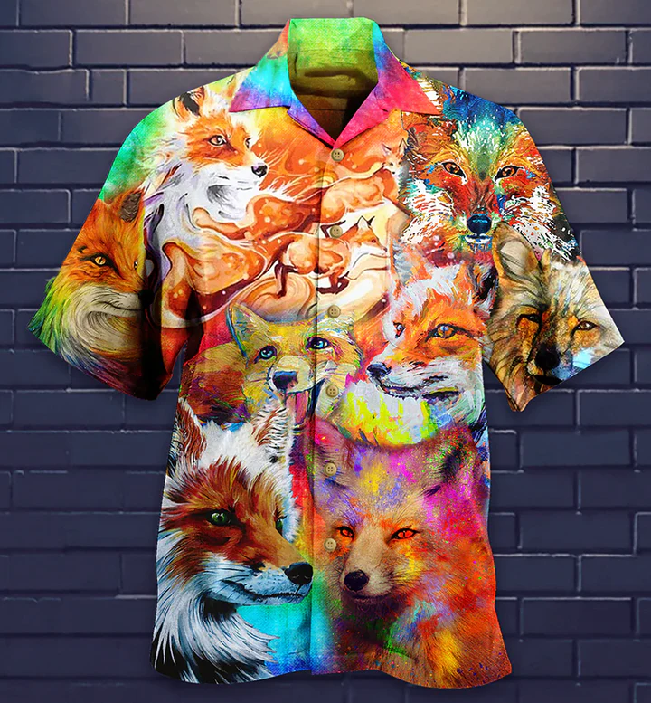 Fox Beautiful Painting Style Trendy Hawaiian Shirt 3D, Fox Lover Trendy Hawaiian Shirt For Summer Gifts