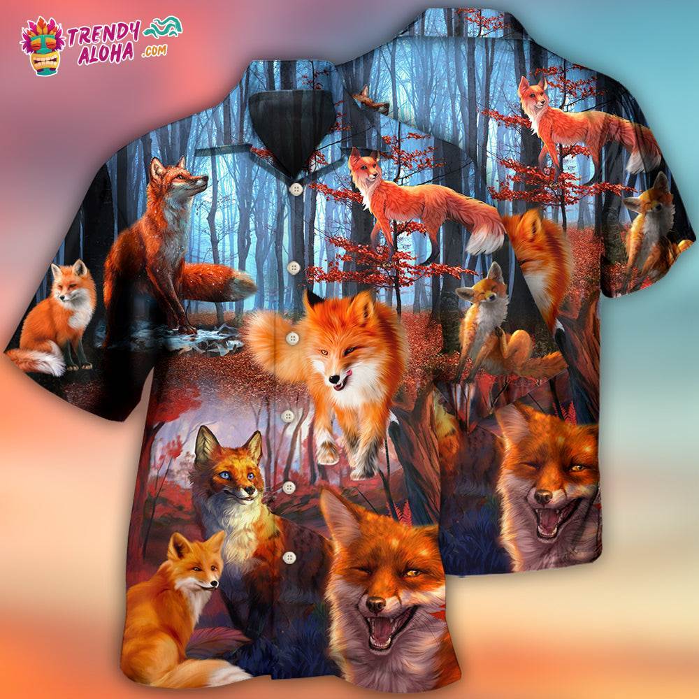 Fox Beautiful Red Forest Hawaiian Shirt – Trendy Aloha